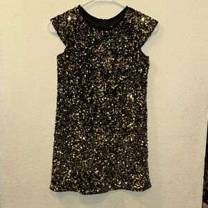 Elegant Sequin Kids Dress in Gold and Black